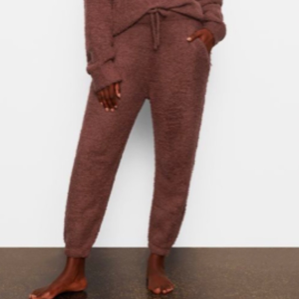 Skims Cozy Jogger Womens Size L/XL High Rise Teddy Boucle Brown Pull On Pants